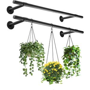 2 pcs Hanging Planters Rod  Plant Hanger Indoor for Window Ceiling, Hanging Plant Shelf for Wall Planter House Plants, Plant Shelves Metal Holder Bar 47.5In (Pots, Plants, Chains not Included)