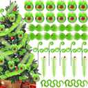 32 Pcs Red Lime Green Furry Christmas Tree Ornament Set Include Furry Christmas Ball Curly Picks Bow Feather Trim for Xmas Tree Garland Office Party Decorations(Glitter Style)