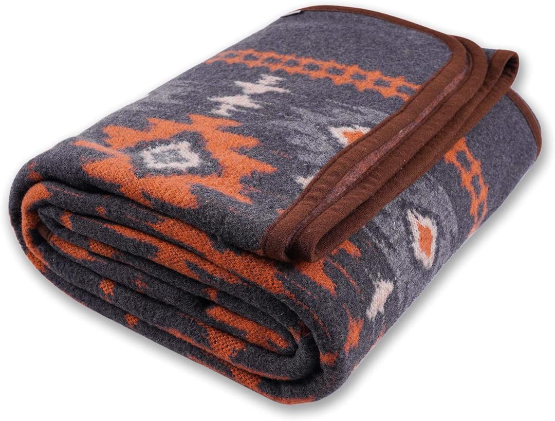 ACUSHLA Merino Wool Blanket - Warm Thick Washable Large Bed Couch Outdoor Camping Sleeping Throw Blanket All Weather Myers Gray 79x63 (Myers Dark Grey)