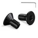 1/4-20 Bolt, 1/4-20 x 3/8 Inch Flat Socket Head Screws 50Pcs, 304 Stainless Steel 18-8 Countersunk Bolts, Black Zinc Finish, Full Thread, with Hex Spanner