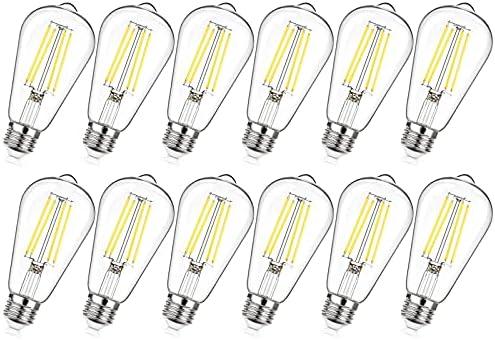 MAXvolador 11-Pack Dimmable Vintage LED Edison Bulb 60W Equivalent, 6W 850Lumens Edison Light Bulbs 5000K, ST58 Antique LED Filament Bulb, E26 Base