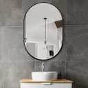 Bathroom Vanity Mirror for Wall, 36''x24'' Black Oval Bathroom Mirror for Over Sink, Bedroom, Living Room, Entryway, HD Tempered Glass, Wall Mounted Horizontally or Vertically