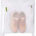 Sneaker Wash & Dry Net Bag for Dryer,15.7x13.8 Inch Large HoneyComber Mesh Bags with Zipper and Strap for Shoes, Clothing, Laundry Reused Bag Tool (Large) (white) (1pcs)