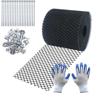 Gutter Guard 5 Inch x 50 Feet Roll,Leaf Guards for Gutters,Gutter Covers with 20 Fixed Cable Ties,20 Screws and Anti Scratch Gloves,Gutter Guards Mesh for Leaves,Twigs,Branches (Black 5 Inchx50 Ft)