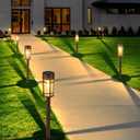 Mancra 8 Pack Solar Outdoor Lights, Bright Up to 12 Hrs Solar Lights for Outside, Waterproof Solar Garden Lights for Patio, Yard and Landscape, Brown