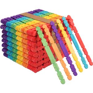 1200 PCS Colorful Sawtooth Wood Craft Sticks, 4.5 inch Rainbow Sawtooth Wood Craft Sticks, Colorful Popsicle Sticks for Crafts, Art Supplies, DIY Craft Creative Designs, by GNIEMCKIN