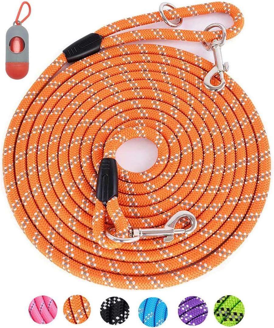 Long Dog Leash for Dog Training 20FT, Heavy Duty Dog Lead for Large Medium Small Dogs Outside Walking, Playing, Camping, or Yard,Orange (20FT* 3/8 inch)