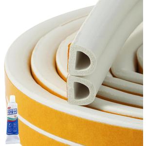 3 x 20Ft Weather Stripping Door Seal, Easy to Cut Insulation Weatherproof Doors and Windows Soundproofing Seal Strip,D-Shape Weatherstrip Seals Large Gap (from 15/32 Inch to 17/32 Inch)