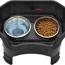 Neater Feeder Deluxe Mess-Proof Elevated Dog Bowls for Large Dogs (40+ lbs), 2 Height Adjustable (14.5 & 17.5) No-Spill Raised Dog Bowl Stand, Stainless Steel Food Bowl Set, Made in USA, Black
