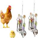 2 Packs Chicken Enrichment Toys with Colorful Decor and Shining Bells, Chick Peck Toy Decoration with Bells, Hanging Chick Peck Toy for Hens Ducks Poultry Birds