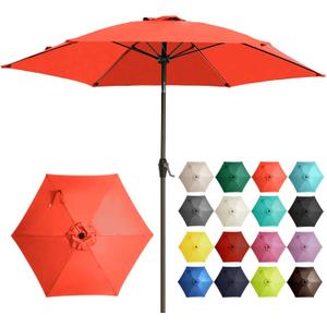 Ayge 7.5FT Large Outdoor Patio Umbrella Market Table Umbrella-UV Resistant, Easy Push Button Tilt and Crank, 6 Sturdy Fiberglass Ribs Heavy-Duty Pool Umbrella for Deck, Backyard,Garden, Yard,Orange
