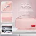 3 x Large pencil case, cute pencil pouch School Supplies Girls, Back to school teen College Stationary (2431-Pink)