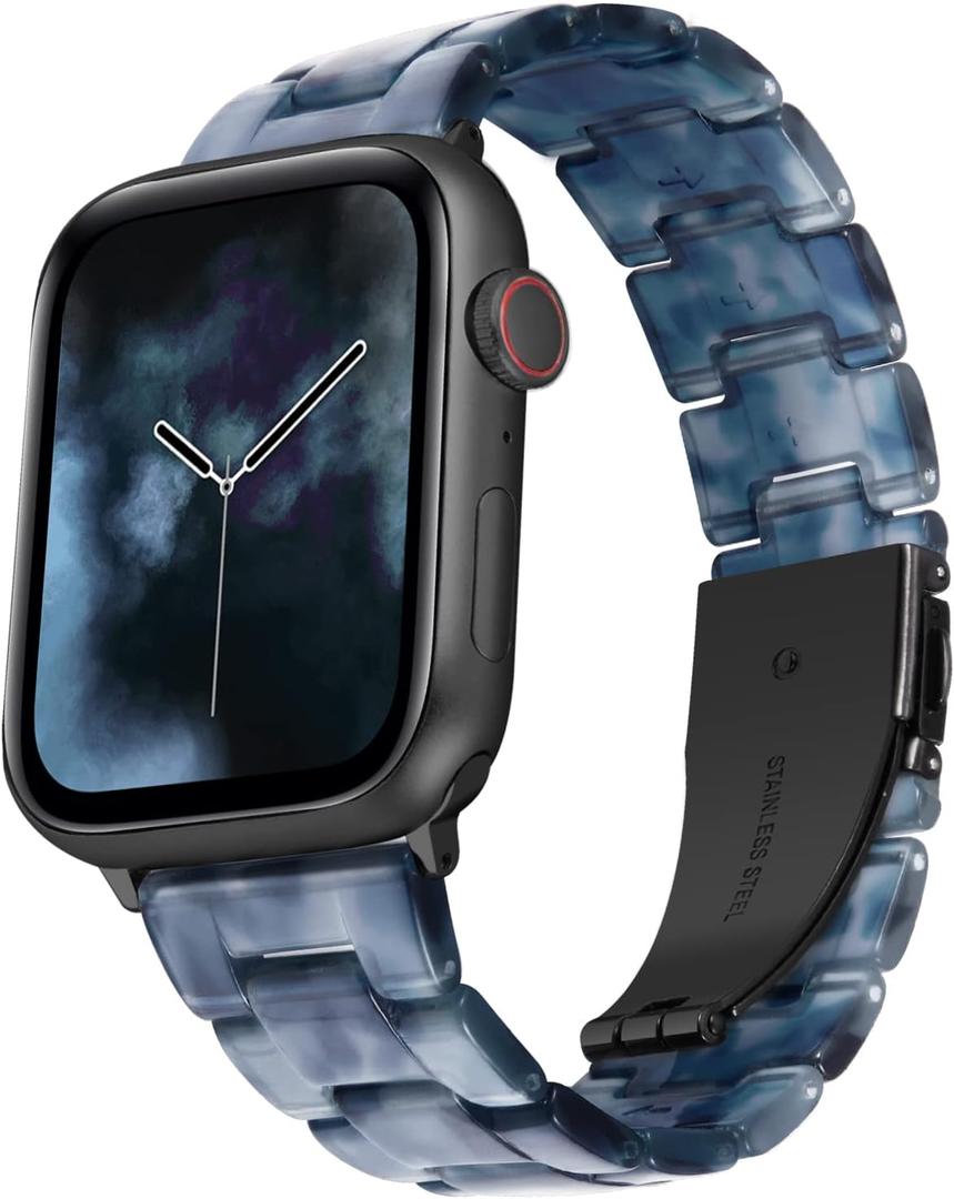 BINLUN Compatible with Apple Watch Bands 38mm 40mm 41mm 42mm 44mm 45mm 46mm 49mm for Women Men Lightweight Resin Watch Straps Bracelet Compatible with iWatch Series 10/9/8/7/6/5/4/3/2/1/Ultra/SE2/SE (Dark Blue)