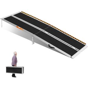 Wheelchair Ramp 7ft, Non-Skid Aluminum Folding Ramps for Wheelchairs for Home Steps, 800 LBS Capacity Handicap Wheel Chair Ramp for Doorway, Homes, Threshold, Entry, Stairs Matte non -slip surface, 7FT(Applicable height7"-21")
