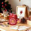 Nefelibata Christmas Decorations Ceramic Canister Gingerbread Cookies Tiered Tray Decor Xmas Mini Candy Jar Bowl with Buffalo Plaid Bowknot Wooden Beads Home Table Centerpiece Supplies Gift Idea