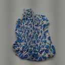 DEEP SELF Women Summer Sleeveless Romper Square Collar Ruffle Straps Flowy Short Jumpsuit with Pockets (Small, Apricot Blue Floral)