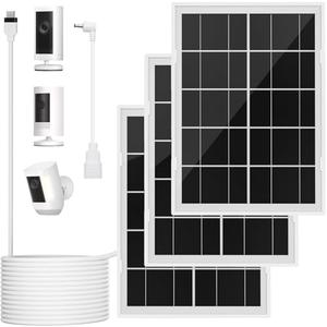7W Solar Panel for Ring,3Pack Solar Charger for Stick Up Cam, Stick Up Cam Pro, Spotlight Cam Plus/Pro with 10FT/3M Waterproof Long Cable and USB-C to Barrel Plug Adapter