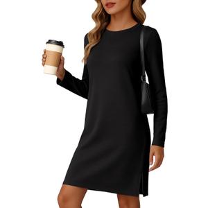 FREEOAK Dresses for Women 2025 Casual Long Sleeve Dress Trendy Fall Spring Vacation Travel Airport Outfits (Medium)