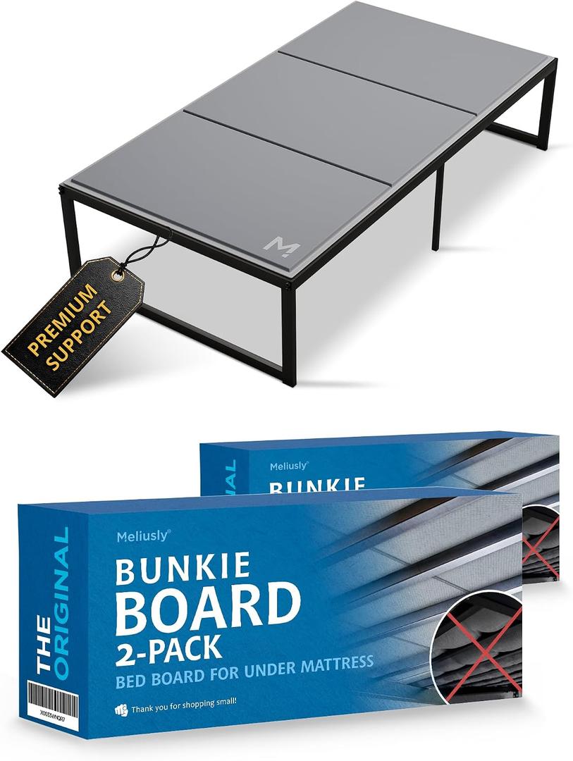 Meliusly Low Profile Bunkie Board Twin Size 2-Pack (38x75 Each) - Non-Slip Breathable Bed Support Board for Slatted Bed Frame, Anti-Sag Under Bed Support, Noise Minimizing Moisture Resistant