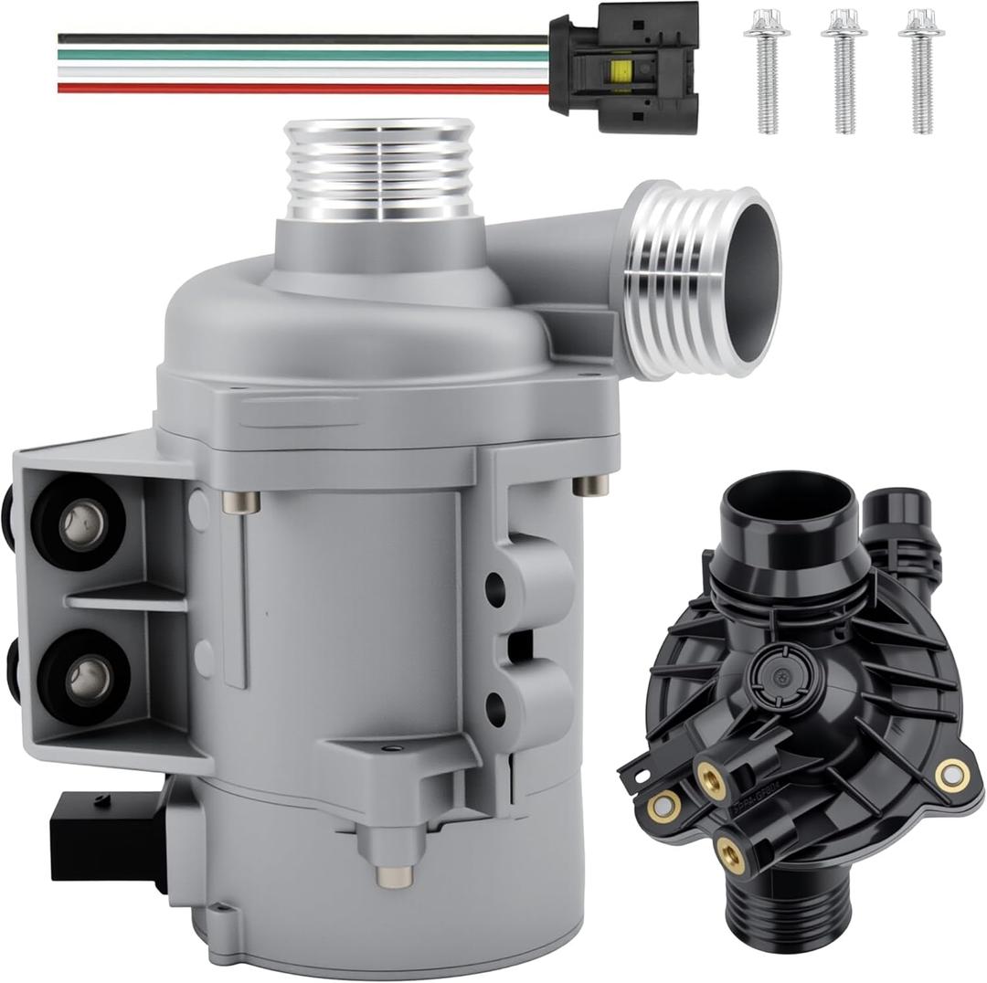 Electric Water Pump w/Thermostat Gasket 11517586925 11537549476 Compatible for BMW 128i 328i 2007-2013, X3 X5 2007-2010, 325i 330i 2006, 525i 530i 2006-2007 [3.0L L6] Engine Only