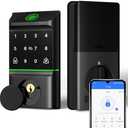 Smart Lock for Front Door, Keyless Entry Door Locks with Keypad, Fingerprint Door Lock Deadbolt, APP Control, IP53 Waterproof,Easy Install (Black)