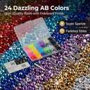 17000Pcs Rhinestones for Bedazzling, 4mm Bedazzler Kit with Flatback Rhinestones for Clothes Crafting Crafts Nails Clothing, Flat Back Resin Rainbow Colorful Colored Crystal with B 7000 Glue Clear