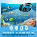 Greatever Dry Snorkel Set,Panoramic Wide View Anti-Fog Scuba Diving Mask,Professional Snorkeling Gear for Adults Kids
