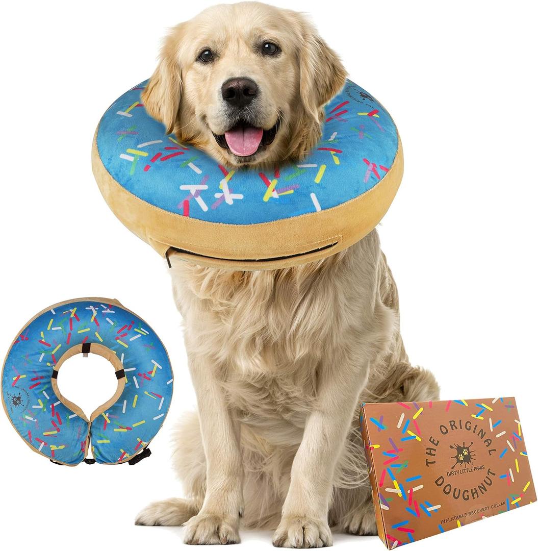 Dog Donut Collar | Inflatable Dog Cone Alternative | Great for Large Dogs (Blue)