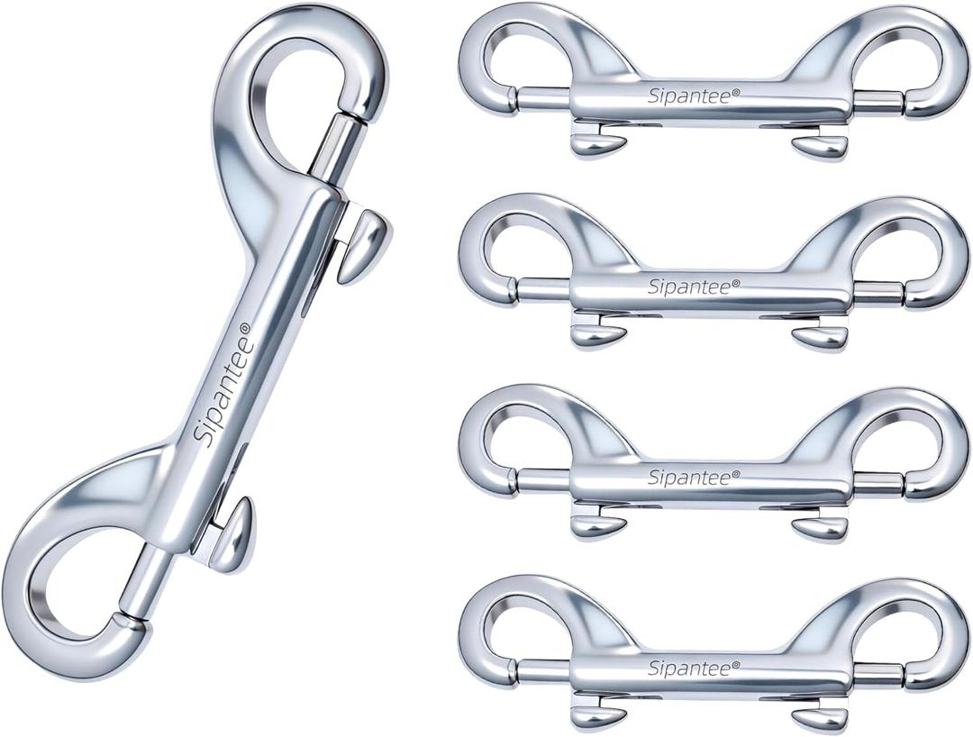 5PCS 316 Stainless Steel Double Ended Bolt Snap Hook Scuba Diving Hook Scuba Diving Clips 3-1/2 Inch Marine Grade Double End Snaps for Heavy Duty Double Snap Hook Trigger Chain Clips Double Sided Clip