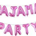 16 inch Pajama Party Balloons Banner Girls Sleepover Birthday Party Decoration Slumber Parites Banner Colorful Balloons Backdrop (PAJAMA PARTY Rose Red)