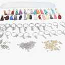 ANGGREK Acrylic Key Ring Kit, Acrylic Keychain Blank Kit 55pcs Gold Screw Eye Pins for Keychain