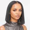 10" Salt and Pepper Braided Wig Human Hair Glueless Grey Twist Braided Wig 5x5 Silk Base HD Pre Cut Lace 10inch Short Braided Bob Wig Braided Wig for Black Women