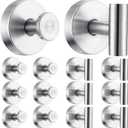 12 Pack Suction Cup Hooks for Shower Stainless Steel Shower Towel Hook No Drill Suction Hooks for Bathroom Heavy Duty Towel Hook(Silver)
