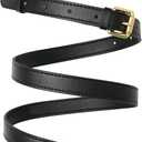 Genuine Vachetta Leather Crossbody Strap Genuine Leather Adjustable Replacement Strap for Shoulder Bag Handbag Purse, (Black)