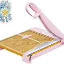 12 Inch Heavy Duty Paper Cutter, Wood Guillotine Paper Cutter & Paper Trimmer, 30 Sheets Capacity Paper Cutting Board for Classroom, Crafting, Cardstock Pink