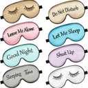 8 Pieces Funny Sleep Mask Silk Eye Mask with Adjustable Strap Soft Cute Blackout Blindfold Eye Cover for Women Men Full Night's Sleep, Travel, Nap, Meditation(Elegant Colors)