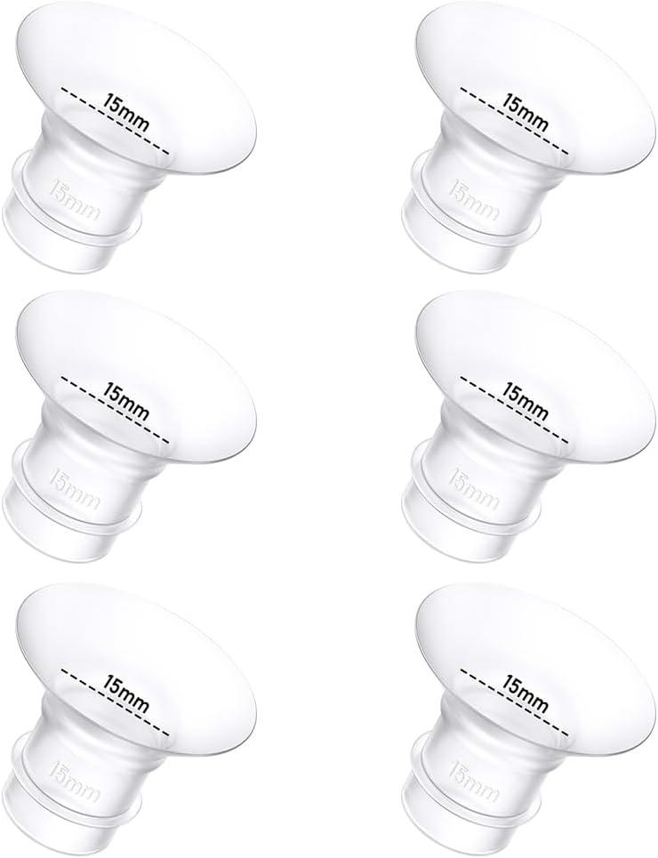 6Pcs Breast Pump Flange Insert 15mm Compatible with Momcozy/Spectra/Medela/eufy/Elvie/Lansinoh/Paruu P10 Breast Pump, Fit for Momcozy M5/M9/M6/V2 Pro/V2 pro/S12 Pro/eufy E10 S1 S1 Pro, 24mm Flange