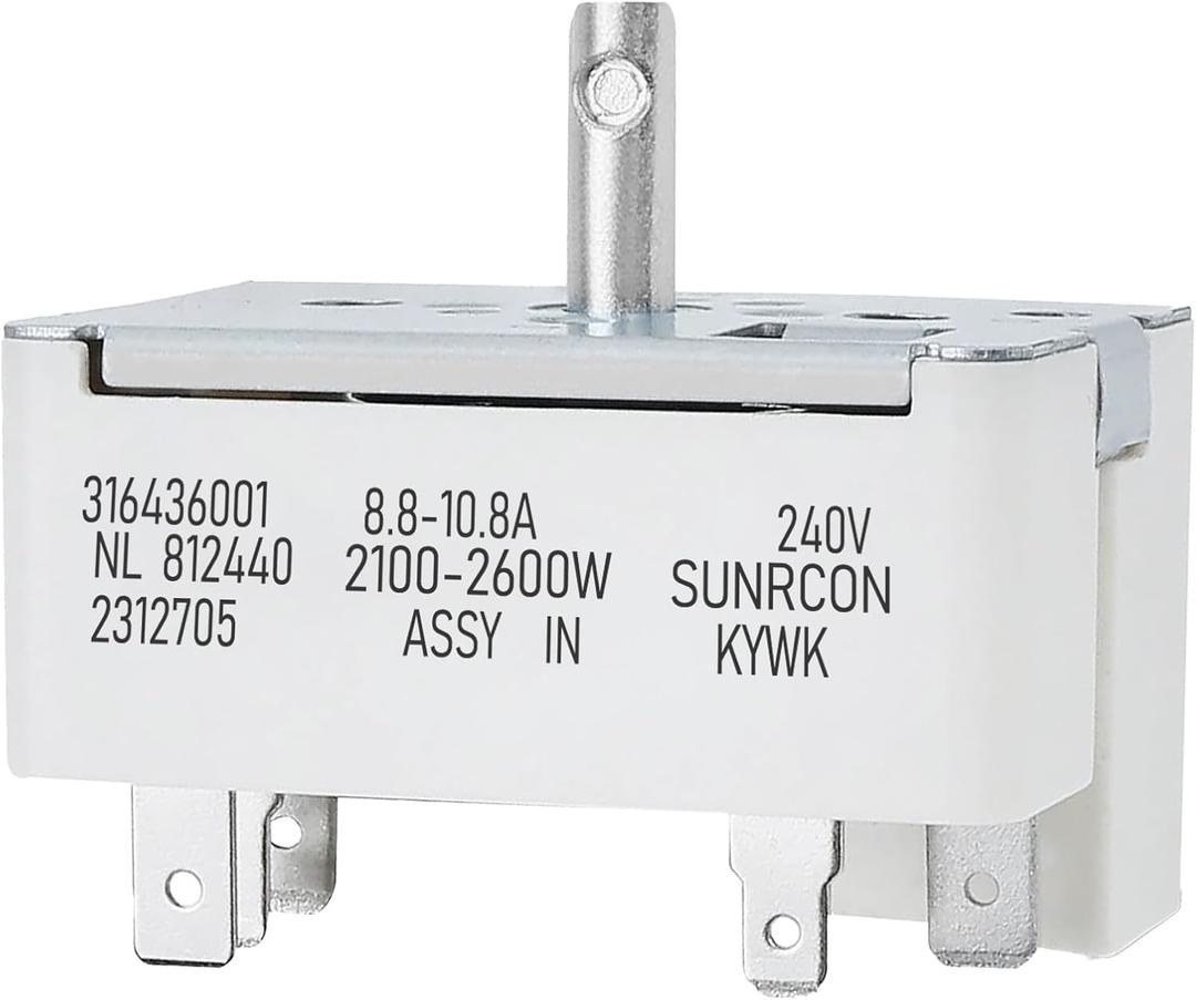 316436001 Range Switch Surface Burner Control Switch, Compatible with Frigidaire for Kenmore Stove Electric Range Switch, Replace for 316021501, 5304506425, 1155395