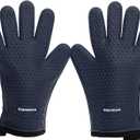 KITCHEN PERFECTION Silicone Smoker Oven Gloves - Extreme Heat Resistant BBQ Gloves - Handle Hot Food Right on Your Smoker Grill Fryer Pit | Waterproof Oven Mitts | Superior Value Set + 3 Bonuses (One Size Fits Most, Royal Blue)