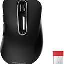 memzuoix 2.4G Wireless Mouse, 1400 DPI Computer Mouse with USB Receiver, Portable Wireless USB Mice Battery Powered Cordless Mice for Laptop, PC, Desktop, 5 Buttons (Black)
