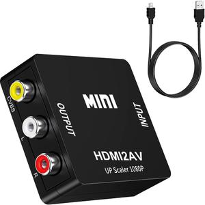 HDMI to RCA Adapter,HDMI to AV HD Audio Video Converter,1080P Mini RCA Composite CVBS Audio Video Converter Supports PAL/NTSC Compatible with PC/Laptop/Xbox/TV/Roku/Fire Stick (Black)