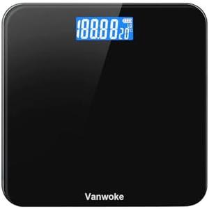 Smart Scale for Body Weight Digital Bathroom Scale with Blue LCD Backlight Display Highly Accurate Body Weight Scale Body Fat Scale Temperature Indication Corner Design 400lbs (Black)