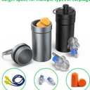 Portable Ear Plug Carrying Case, Urekt Waterproof Metal Earplug Case Keychain Container Holder（2 Pack）