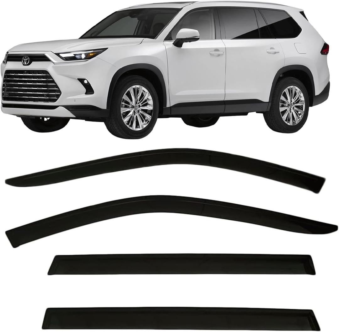 2024-2025 Tape-On Side Window Visor Deflectors for Toyota Grand Highlander Rain Guards XLE Limited Platinum MAX Hybrid Smoke & for Lexus TX 350 500h Premium AWD Luxury Hybrid 2024-2025 (For Toyota Grand Highlander 2024-2025)