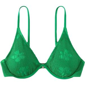 Women's Bathing Suit Floral Pattern Underwire Swimsuit Bikini Top (Medium, Green)