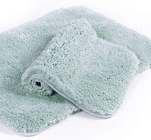 Walensee Shaggy 2 Piece Bath Rug Set, (20 x 32, 2 Pack Set, Aqua) Bath Rug Bath Mats Wash/Dry Absorbent Bathroom Mats Non Slip Plush Rug for Shower