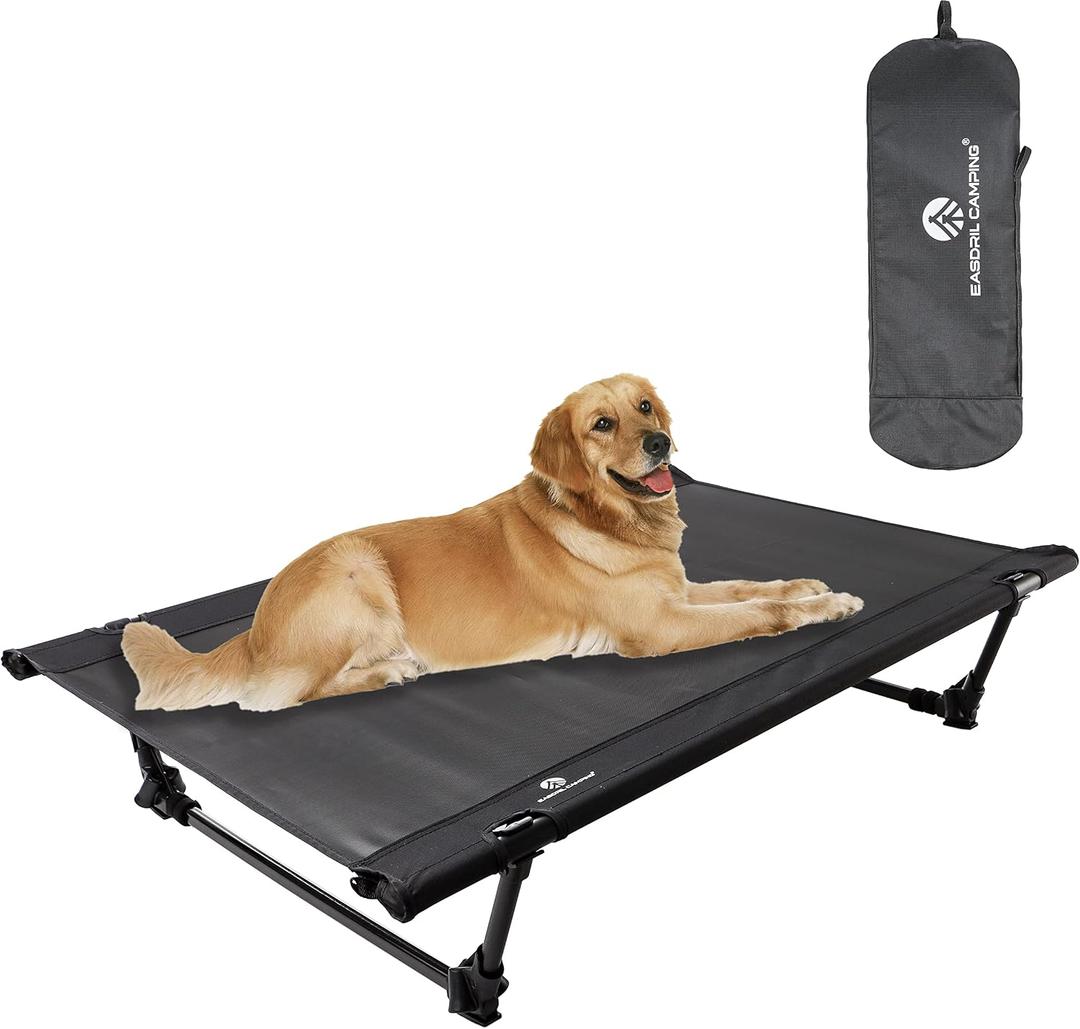 Folding Elevated Dog Bed Portable Collapsible Raised Dog Cots Cooling Pet Bed with Aluminum Frame, Lever Locking System, Breathable Mesh for Camping, Beach, Lawn, Travel