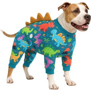 LovinPet Large Dog Pajamas, Four-Leg Stretch Onesie Bodysuit, Lightweight UV-Shielding Pajamas, Anti-Lick Calming Recovery Suit for Surgery, Pull-On for Medium and Large Breeds,Green,M