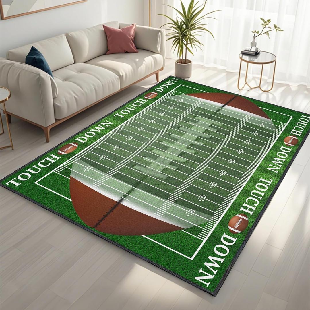 Football Rug for Bedroom,3'x5' Non-Slip Football Field Rugs,Sports Rug for Room and Lving Room Decor