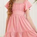 blibean Girls Summer Tie Back Dress Tween Kids Off Shoulder Dresses Size 4-15 Years (12-13 Years)